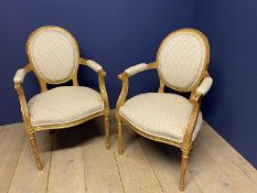 Pair of good French giltwood open armchairs
