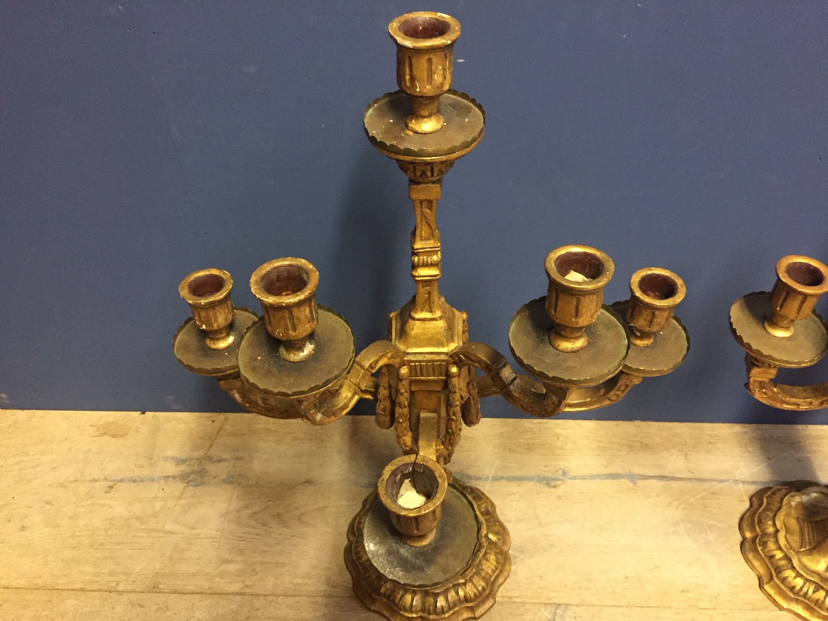 A pair of good quality C19th giltwood side candelabra and a pair of ormolu candle sticks, and qty of - Image 2 of 17