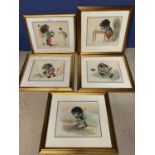 Florence Upton 1896, Set of five framed nursery prints of Gollies, Soldiers and Pendells