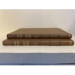 Two pig skin leather bound volumes I & II, "Old Spain", Drawings by Moorhead Bone, descriptions by