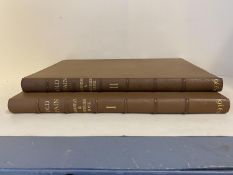 Two pig skin leather bound volumes I & II, "Old Spain", Drawings by Moorhead Bone, descriptions by