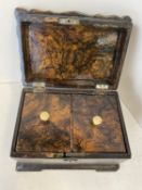 19th century faux burr walnut tea caddy of small proportions 17cm wide