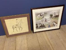 Louise Wood coloured print, collage "Desert Orchid" 1989 ltd ed. 350/500. F&G and Print of "
