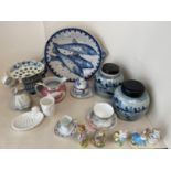 Qty of decorative china to include blue & white and Beatrix Potter figurines, see images. condition: