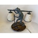 Good quality desk lamp modelled as a frog on a lily pad 44 H CONDITION: some general wear