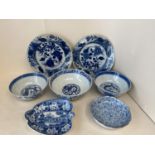 Qty of Blue & White china to include a qty of porcelain plates and dishes to include . Delft, pair