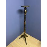 Chinoiserie hexagonal tapering torchere on a tripod base, 153 High