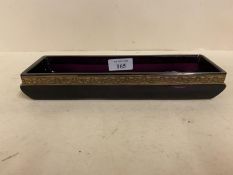 Moser purple glass oblong pen tray, the body with relief decoration, signature to base, 24cmL,