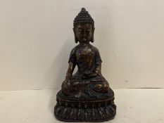 Gilded bronze seated Buddha, 18cm H
