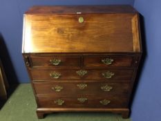 George III mahogany bureau, 100cm W