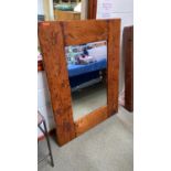 Modern mirror, set within a heavy oak rustic frame, 104 x 133cm