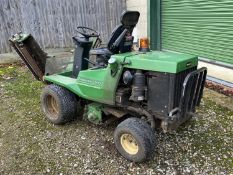 A Roberine 900 ride on estate lawn mower, rear wheel steering, 3 gang mowers, the front 2 gang