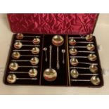 Old leather cased set of 22 Apostle spoons, case broken