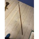 Vintage iron crook with slender turned beech handle/staff