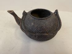 Bronze stipple finish teapot, 13cm diam Condition - wear with age, no lid