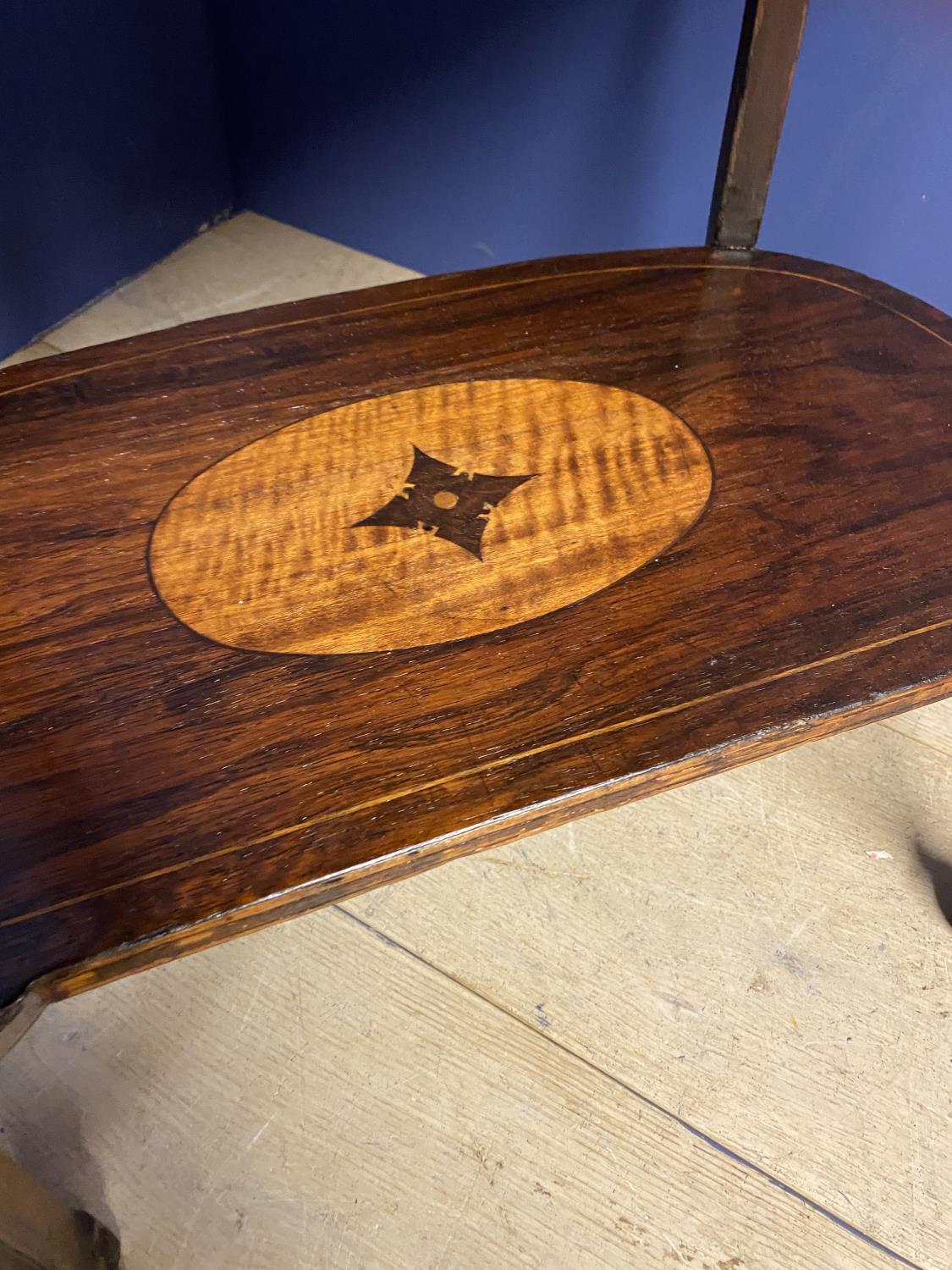 C19th inlaid marquetry two tier kidney shape side table with drawer and under shelf - Image 6 of 8