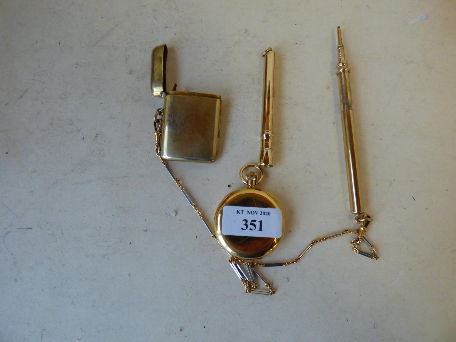 9 carat gold vesta case, pencil (S Mordan) cigar piercer - Image 3 of 10