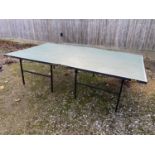 Modern ping pong table labelled "Butterfly Championship" 153c, W x 276 Long.