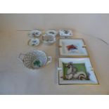 2 Herend pierced baskets, dressing table box and three pin trays Hermes ashtray and 1 other