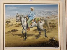 SUSAN CRAWFORD, colour print, Omani boy on his Arab Stallion, 23/95, signed in pencil on mount, 66 x