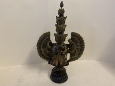 Chinese part gilded bronze of a buddha group, 37cmH,