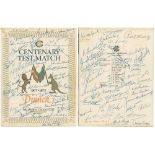 Australia v England. 'Centenary Test Match' 1877-1977. Official three page folding menu for the