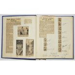 South Africa tour to England 1947. Large scrapbook in blue cloth comprising press cuttings, and