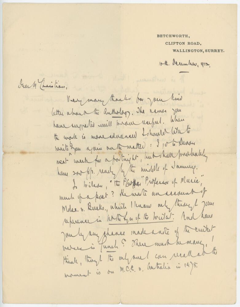F.S. Ashley-Cooper. Two handwritten letters from Ashley-Cooper to E.B.V. Christian from his home - Image 4 of 4