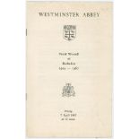 'Frank Worrell of Barbados 1924-1967'. Order of Thanksgiving for Worrell held at Westminster Abbey