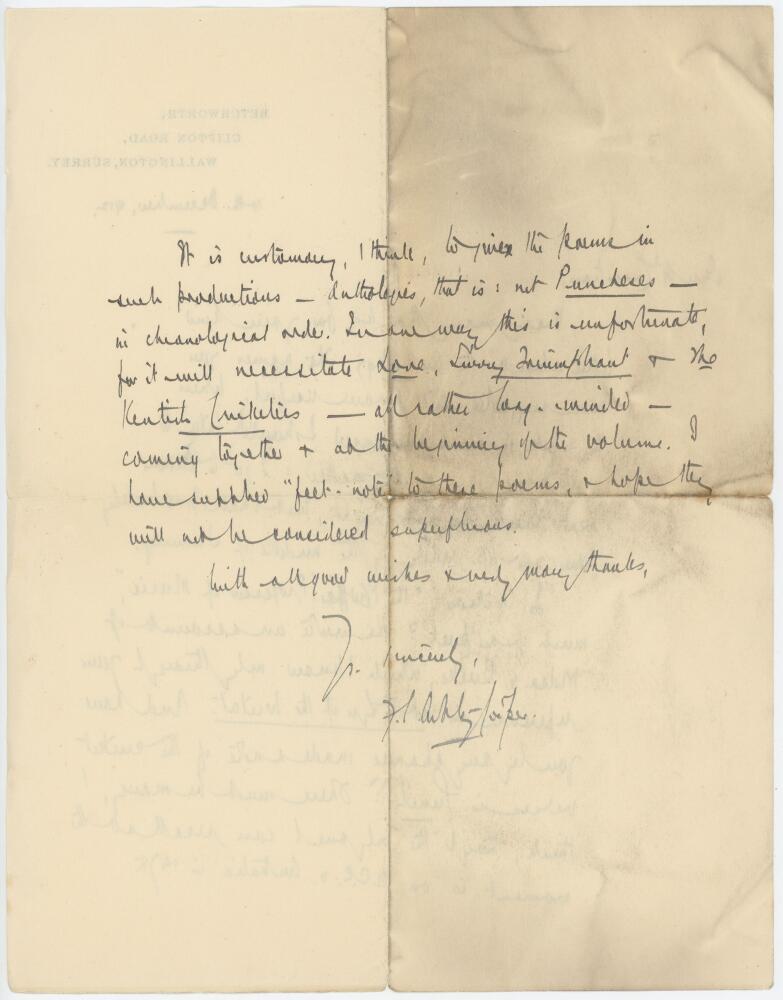 F.S. Ashley-Cooper. Two handwritten letters from Ashley-Cooper to E.B.V. Christian from his home - Image 3 of 4