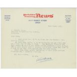 William Eric 'Bill' Bowes. Yorkshire & England 1929-1947. Two typed letters, both on Yorkshire