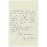 Edgar Mills Grace, son of Edward Mills Grace. Two page handwritten letter from Edgar M. Grace
