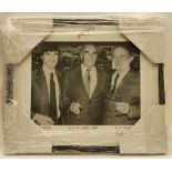 Kent wicketkeepers. Mono printed photograph of Alan Knott, Les Ames and Godfrey Evans having a drink