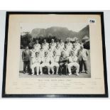 M.C.C. in South Africa 1956/57. Original mono press photograph of the touring party seated and