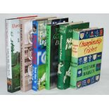 Signed cricket books. Six titles, each signed by the subject and/ or author. Titles are '