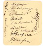 Australia tour of England 1930. Album page nicely signed in ink by twelve members of the