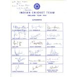 India tours of England 1990 & 1996. Official autograph sheets for the tour of England 1990 and