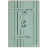 'Sevenoaks and Vine Cricket 1731-1959'. K.J. Smart. Sevenoaks 1959. Original card wrappers. Slight