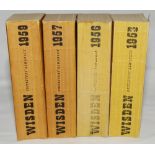 Wisden Cricketers' Almanack 1953, 1956, 1957 and 1959. Original cloth covers. All with a little wear