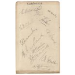 Yorkshire C.C.C. 1928. Album page signed in pencil by eleven members of the Yorkshire team.