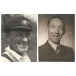 'Bert' Oldfield and Lindsay Hassett. Australia. Two original mono press photographs including a nice