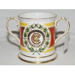 M.C.C. Bicentenary 1787-1987. Spode china two handled loving tankard with decoration and titles to