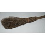 Ron Allsopp. Head groundsman, Trent Bridge, Nottingham. Original besom broom used by Allsopp.