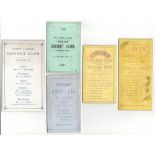 London area fixture cards 1879-1895. Five original folding fixture cards for London cricket clubs.