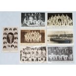 M.C.C. and England Test teams 1907-1936/37. Five mono real photograph postcards and one printed of