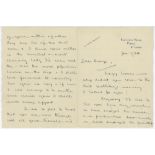 Herbert Sutcliffe. Yorkshire & England 1919-1945. Three page handwritten letter dated 7th January