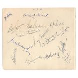 County signatures c1949. Large album page nicely signed in ink by thirteen County cricketers