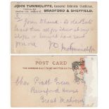 John Tunnicliffe. Yorkshire 1891-1907. Plain postcard with printed 'John Tunnicliffe, General