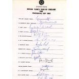 India 1983. Official autograph sheet for the Indian touring team for the Prudential World Cup in