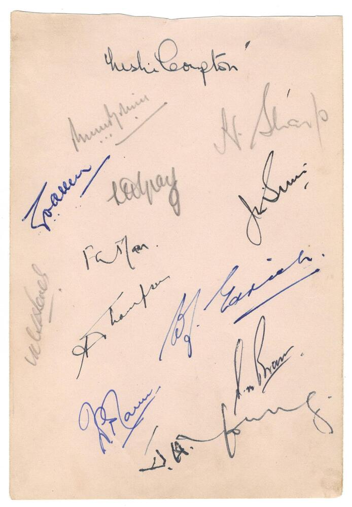 Middlesex C.C.C. c1946/47 Album page signed in ink by nine and in pencil by four Middlesex